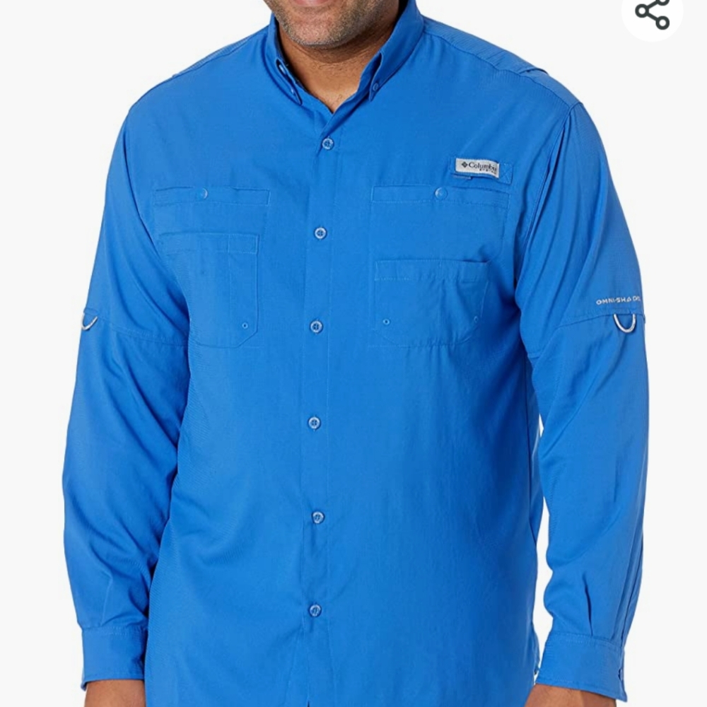 Columbia Blue Fishing Gear Shirt Sz XXL